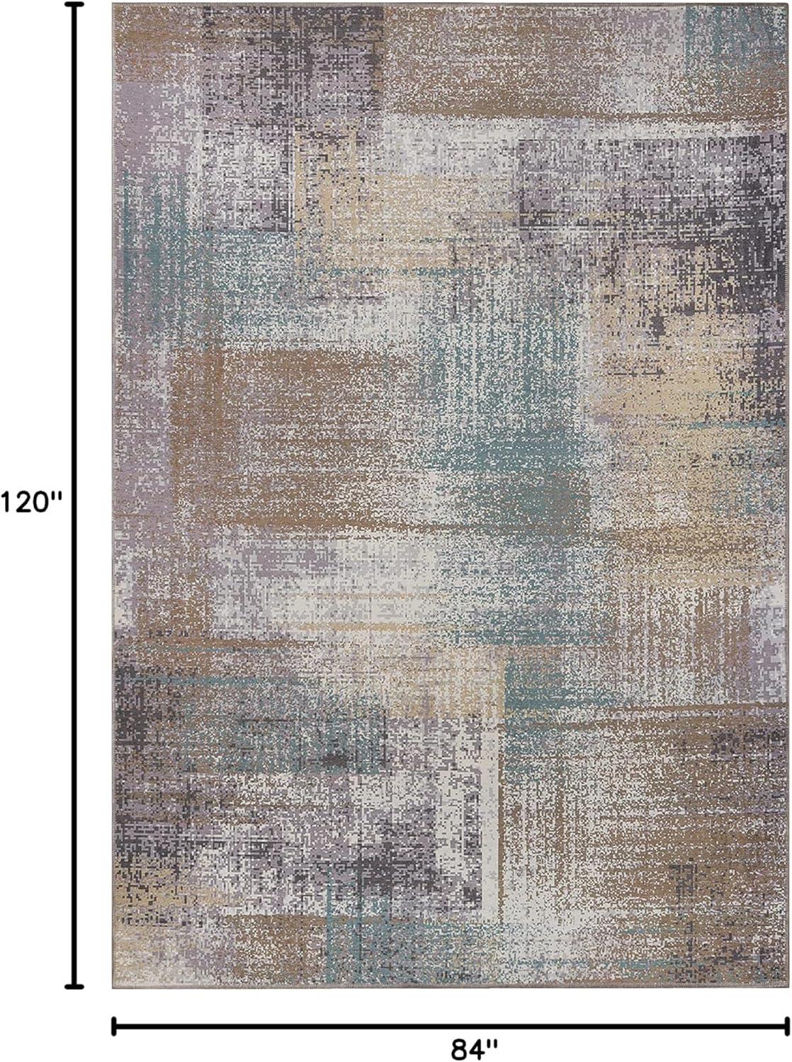 imageSuperior Patchwork Washable Rug Cotton Backing Carpet for Dining Table Mud Room Easy Care NonSlip Rug for Family Dining Low Pile Area Rug Ara Collection 4 x 6 TaupeTaupe
