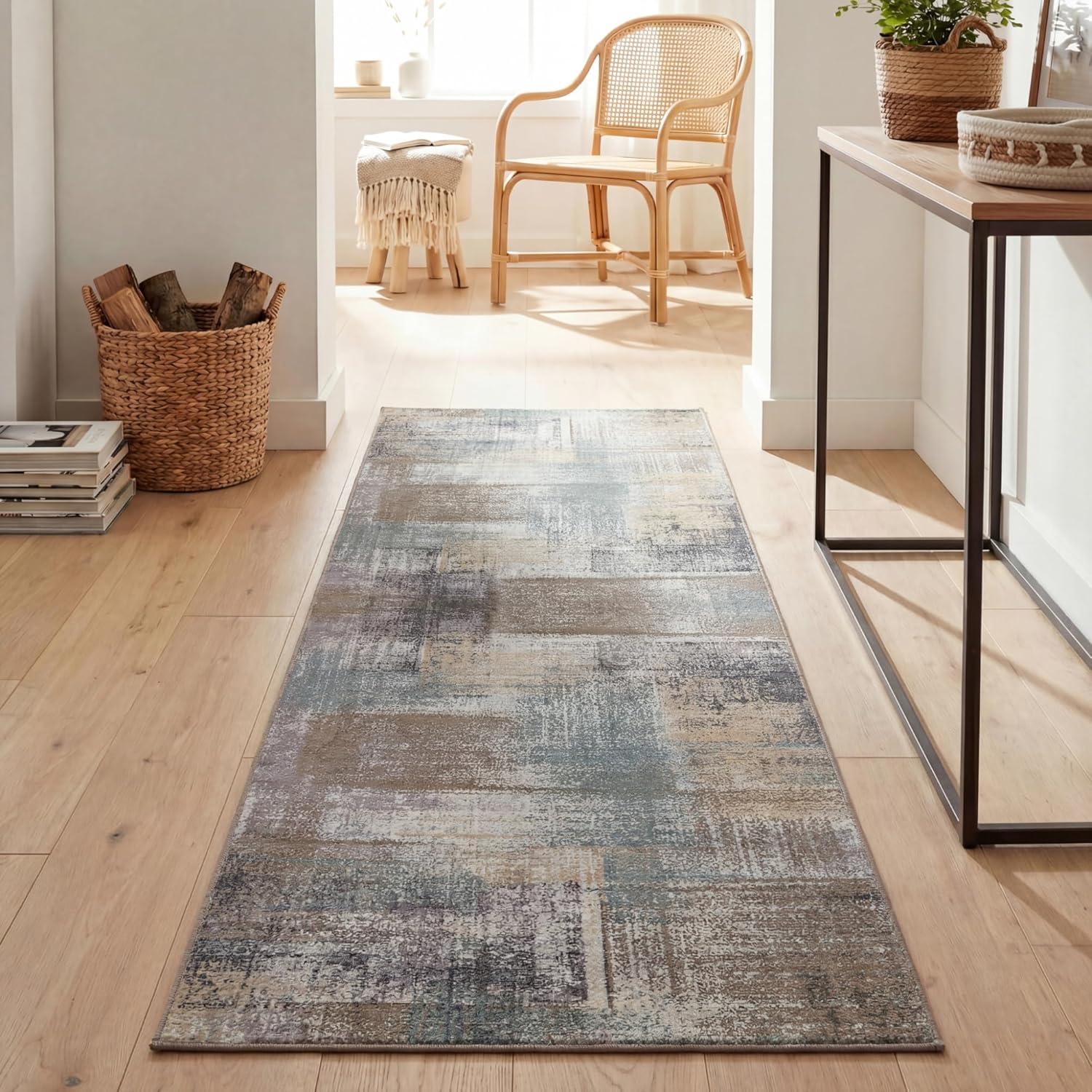 imageSuperior Patchwork Washable Rug Cotton Backing Carpet for Dining Table Mud Room Easy Care NonSlip Rug for Family Dining Low Pile Area Rug Ara Collection 4 x 6 TaupeA Taupe