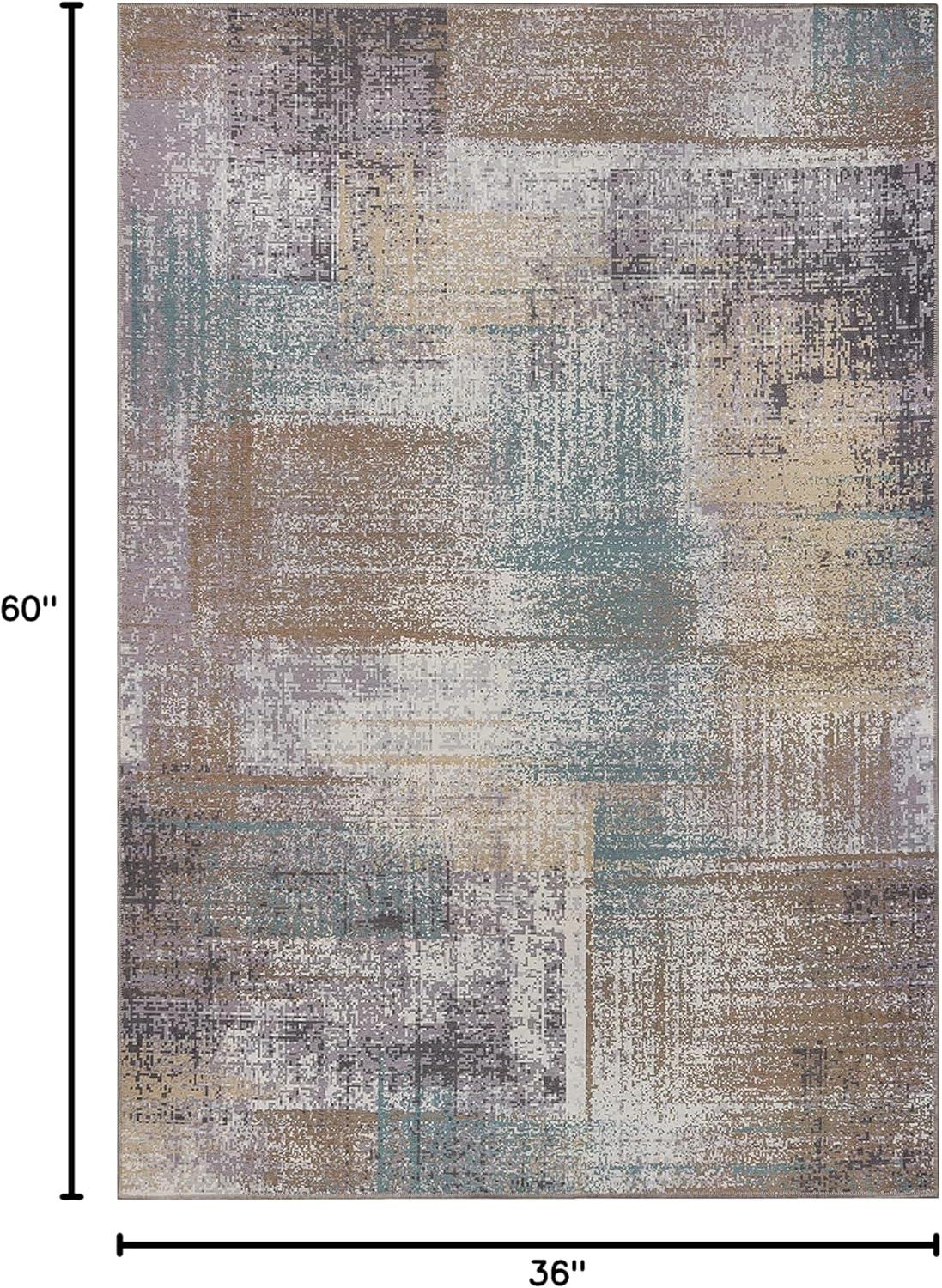 imageSuperior Patchwork Washable Rug Cotton Backing Carpet for Dining Table Mud Room Easy Care NonSlip Rug for Family Dining Low Pile Area Rug Ara Collection 4 x 6 TaupeA Taupe