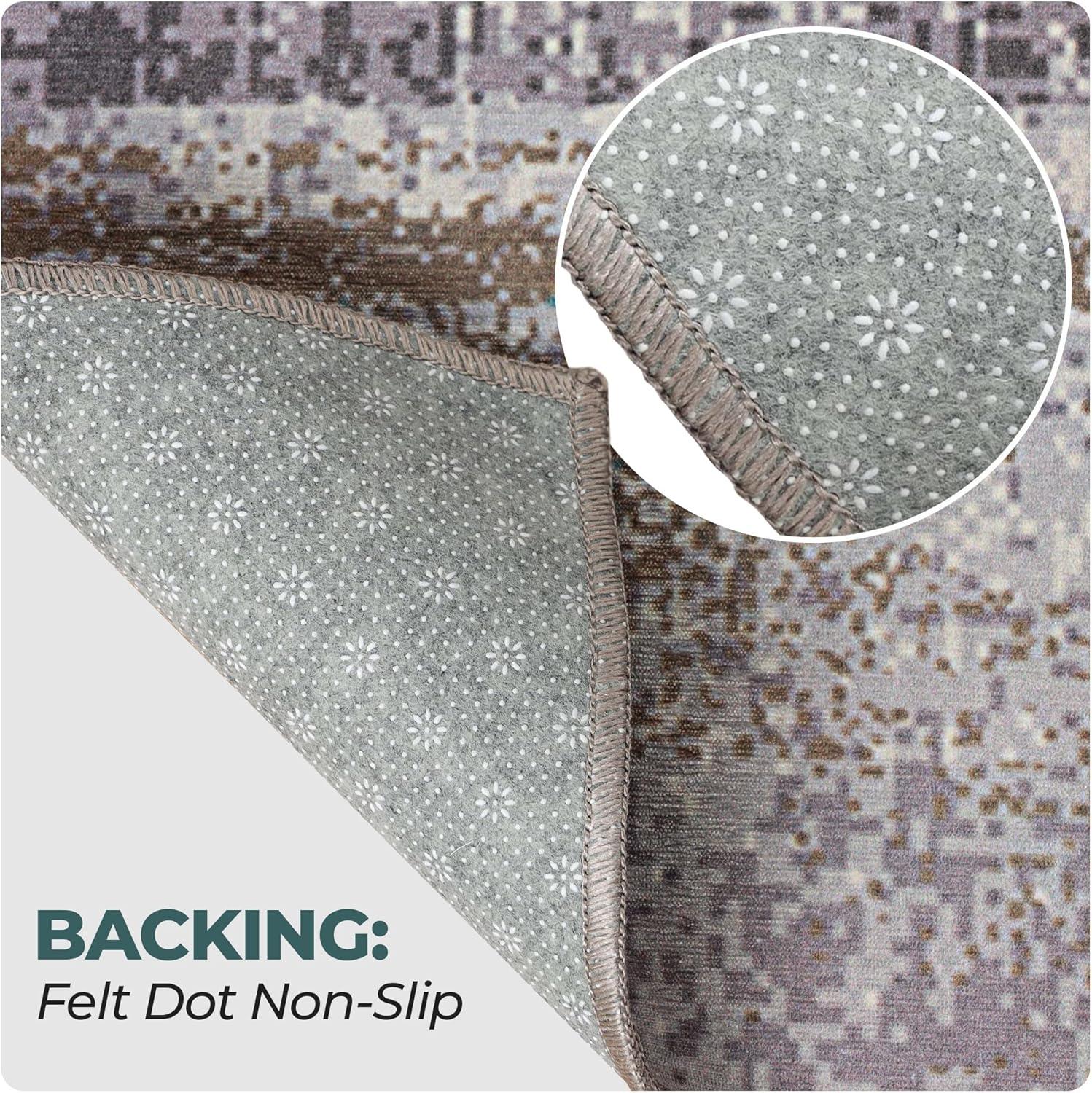 imageSuperior Patchwork Washable Rug Cotton Backing Carpet for Dining Table Mud Room Easy Care NonSlip Rug for Family Dining Low Pile Area Rug Ara Collection 4 x 6 TaupeTaupe