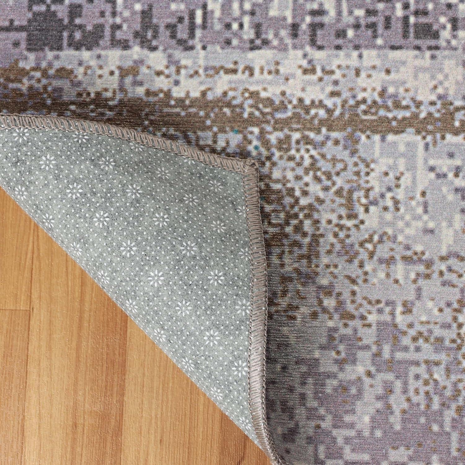 imageSuperior Patchwork Washable Rug Cotton Backing Carpet for Dining Table Mud Room Easy Care NonSlip Rug for Family Dining Low Pile Area Rug Ara Collection 4 x 6 TaupeA Taupe