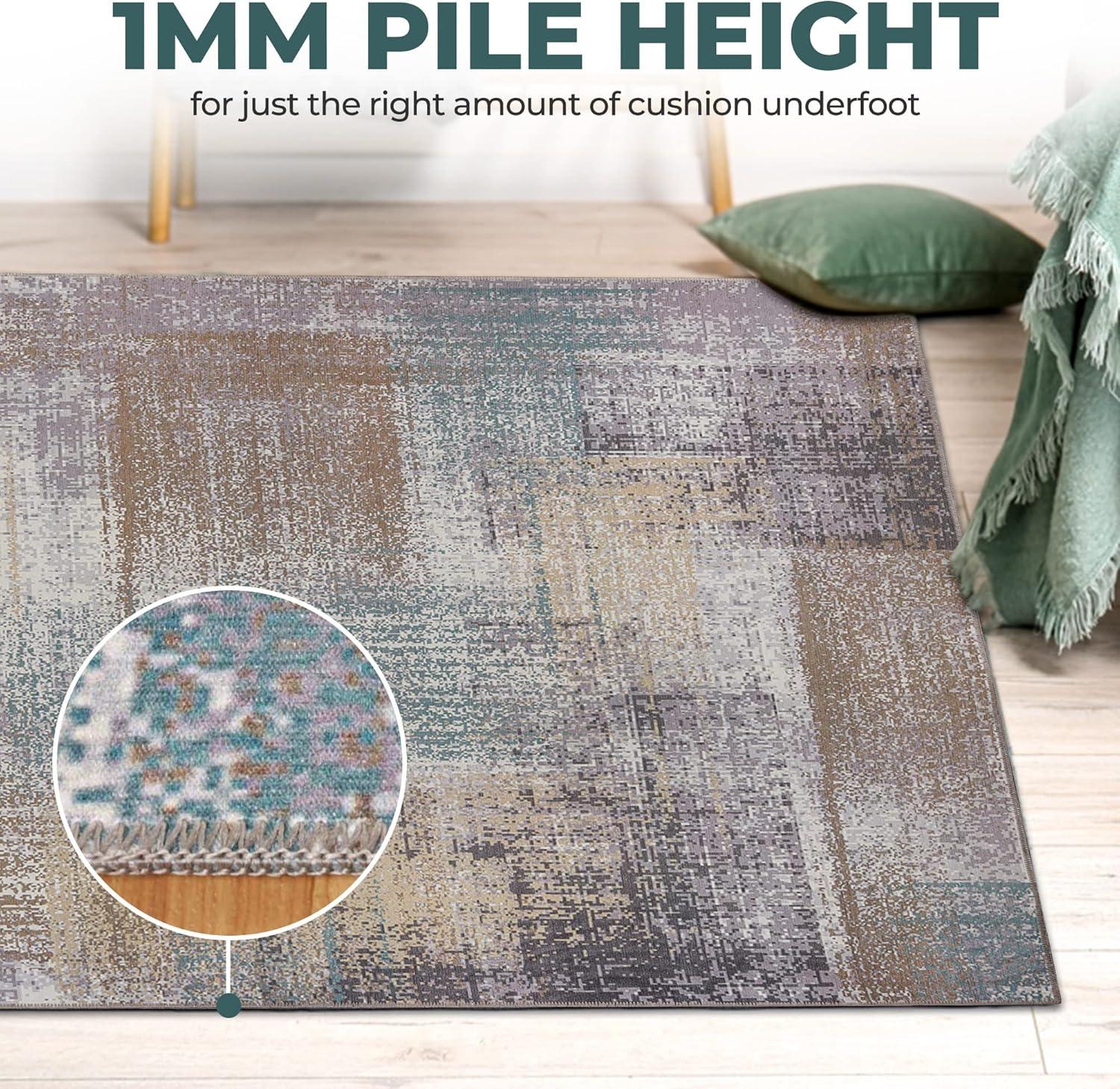 imageSuperior Patchwork Washable Rug Cotton Backing Carpet for Dining Table Mud Room Easy Care NonSlip Rug for Family Dining Low Pile Area Rug Ara Collection 4 x 6 TaupeA Taupe