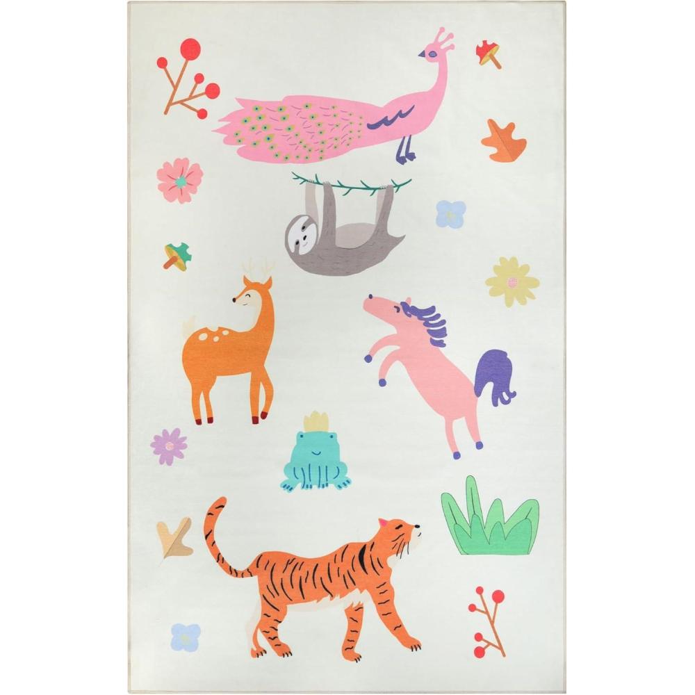 imageSuperior Indoor Kids Rug Washable NonSlip Toddlers amp Babies Perfect for High Traffic Playroom Kids Room or Bedroom Dinoventure Play Mat for Cars amp Toys Grey Multicolor 8 x 10