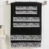 Superior Cotton Embroidered Assorted 6-Piece Towel Set, Washcloths, Hand Towels, Bath Towels, Black