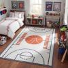 Superior Indoor Kids Rug, Washable, Non-Slip, Toddlers & Babies, Perfect for High Traffic Playroom, Kids Room or Bedroom, Basektball Play Mat for Cars & Toys Ball – Ivory 5′ x 7′ 6″