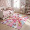 Superior Indoor Kids Rug, Washable, Non-Slip, Toddlers & Babies, Perfect for High Traffic Playroom, Kids Room or Bedroom, Butterfly Collection Perfect for Daycare Magenta 5′ x 7′ 6″
