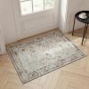 Superior Patchwork Washable Rug, Cotton Backing, Carpet for Dining Table Mud Room, Easy Care, Non-Slip Rug for Family, Dining, Low Pile Area Rug, Ara Collection, 4′ x 6′, Taupe(Ivory)