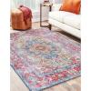 Superior Patchwork Washable Rug, Cotton Backing, Carpet for Dining Table Mud Room, Easy Care, Non-Slip Rug for Family, Dining, Low Pile Area Rug, Ara Collection, 4′ x 6′, Taupe(Tanager – Red)