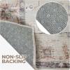 Superior Patchwork Washable Rug, Cotton Backing, Carpet for Dining Table Mud Room, Easy Care, Non-Slip Rug for Family, Dining, Low Pile Area Rug, Ara Collection, 4′ x 6′, Taupe(Swan – Cream)