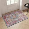 Superior Patchwork Washable Rug, Cotton Backing, Carpet for Dining Table Mud Room, Easy Care, Non-Slip Rug for Family, Dining, Low Pile Area Rug, Ara Collection, 4′ x 6′, Taupe(B Red)