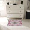 Superior Patchwork Washable Rug, Cotton Backing, Carpet for Dining Table Mud Room, Easy Care, Non-Slip Rug for Family, Dining, Low Pile Area Rug, Ara Collection, 4′ x 6′, Taupe(Tanager – Red)