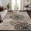 Superior Indoor Area Rug, Jute Backed, Perfect for Entryway, Office, Living/Dining Room, Bedroom, Kitchen, Hardwood Floor, Floral Scroll Decor, Leigh Collection, 5′ x 8′, Brown(Multi-colored)