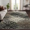 Superior Indoor Area Rug, Jute Backed, Perfect for Entryway, Office, Living/Dining Room, Bedroom, Kitchen, Hardwood Floor, Floral Scroll Decor, Leigh Collection, 5′ x 8′, Brown(Blue)