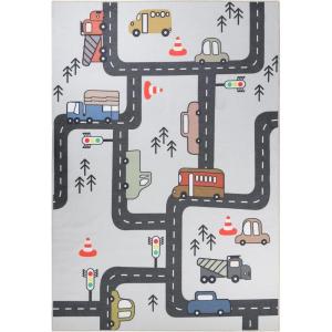 Superior Indoor Kids Rug, Washable, Non-Slip, Toddlers & Babies, Perfect for High Traffic Playroom, Kids Room or Bedroom, Contruction Zone Design, Perfect for Daycare Beige Multicolor 5′ x 8′