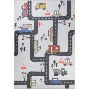 Superior Indoor Kids Rug, Washable, Non-Slip, Toddlers & Babies, Perfect for High Traffic Playroom, Kids Room or Bedroom, Contruction Zone Design, Perfect for Daycare Beige Multicolor 2′ x 3′