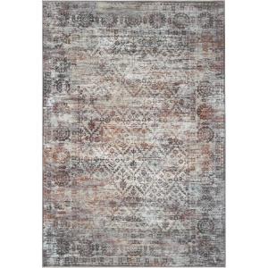 Superior Patchwork Washable Rug, Cotton Backing, Carpet for Dining Table Mud Room, Easy Care, Non-Slip Rug for Family, Dining, Low Pile Area Rug, Ara Collection, 4′ x 6′, Taupe(Cream)