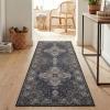 Superior Damask Medallion Indoor Washable Rug, Cotton Backing, Carpet for Dining Table Mud Room, Easy Care, Non-Slip Rug for Entry, Kitchen, Low Pile Area Rug, Jay Collection, 4′ x 6′, Blue(Black)