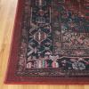 Superior Damask Medallion Indoor Washable Rug, Cotton Backing, Carpet for Dining Table Mud Room, Easy Care, Non-Slip Rug for Entry, Kitchen, Low Pile Area Rug, Jay Collection, 4′ x 6′, Blue(Red)