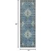Superior Damask Medallion Indoor Washable Rug, Cotton Backing, Carpet for Dining Table Mud Room, Easy Care, Non-Slip Rug for Entry, Kitchen, Low Pile Area Rug, Jay Collection, 4′ x 6′, Blue(Jay – Blue)