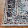 Superior Damask Medallion Indoor Washable Rug, Cotton Backing, Carpet for Dining Table Mud Room, Easy Care, Non-Slip Rug for Entry, Kitchen, Low Pile Area Rug, Jay Collection, 4′ x 6′, Blue(Sprw – Ivory)