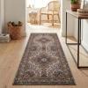 Superior Damask Medallion Indoor Washable Rug, Cotton Backing, Carpet for Dining Table Mud Room, Easy Care, Non-Slip Rug for Entry, Kitchen, Low Pile Area Rug, Jay Collection, 4′ x 6′, Blue(Flmg – Ivory)