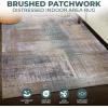Superior Damask Medallion Indoor Washable Rug, Cotton Backing, Carpet for Dining Table Mud Room, Easy Care, Non-Slip Rug for Entry, Kitchen, Low Pile Area Rug, Jay Collection, 4′ x 6′, Blue(Red)
