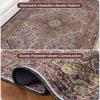 Superior Damask Medallion Indoor Washable Rug, Cotton Backing, Carpet for Dining Table Mud Room, Easy Care, Non-Slip Rug for Entry, Kitchen, Low Pile Area Rug, Jay Collection, 4′ x 6′, Blue(Flmg – Ivory)
