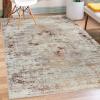 Superior Damask Medallion Indoor Washable Rug, Cotton Backing, Carpet for Dining Table Mud Room, Easy Care, Non-Slip Rug for Entry, Kitchen, Low Pile Area Rug, Jay Collection, 4′ x 6′, Blue(Dove – Ivory)