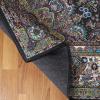 Superior Damask Medallion Indoor Washable Rug, Cotton Backing, Carpet for Dining Table Mud Room, Easy Care, Non-Slip Rug for Entry, Kitchen, Low Pile Area Rug, Jay Collection, 4′ x 6′, Blue(Black)