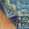 Superior Damask Medallion Indoor Washable Rug, Cotton Backing, Carpet for Dining Table Mud Room, Easy Care, Non-Slip Rug for Entry, Kitchen, Low Pile Area Rug, Jay Collection, 4′ x 6′, Blue(Blue)