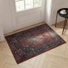 Superior Damask Medallion Indoor Washable Rug, Cotton Backing, Carpet for Dining Table Mud Room, Easy Care, Non-Slip Rug for Entry, Kitchen, Low Pile Area Rug, Jay Collection, 4′ x 6′, Blue(Red)