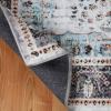 Superior Damask Medallion Indoor Washable Rug, Cotton Backing, Carpet for Dining Table Mud Room, Easy Care, Non-Slip Rug for Entry, Kitchen, Low Pile Area Rug, Jay Collection, 4′ x 6′, Blue(Sprw – Ivory)