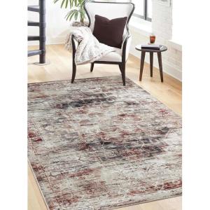 Superior Damask Medallion Indoor Washable Rug, Cotton Backing, Carpet for Dining Table Mud Room, Easy Care, Non-Slip Rug for Entry, Kitchen, Low Pile Area Rug, Jay Collection, 4′ x 6′, Blue(Canary – Cream)