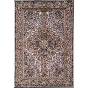 Superior Damask Medallion Indoor Washable Rug, Cotton Backing, Carpet for Dining Table Mud Room, Easy Care, Non-Slip Rug for Entry, Kitchen, Low Pile Area Rug, Jay Collection, 4′ x 6′, Blue(Flmg – Ivory)