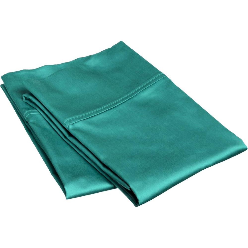 imageSuperior 100 Premium Combed Cotton Colorfast Soft and Smooth 2 Piece Pillowcase Cover Standard  IvoryTeal