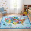 Superior Indoor Kids Rug, Washable, Non-Slip, Toddlers & Babies, Perfect for High Traffic Playroom, Kids Room or Bedroom, Map Collection, Perfect for Daycare Ivory 02 5′ x 7’6″