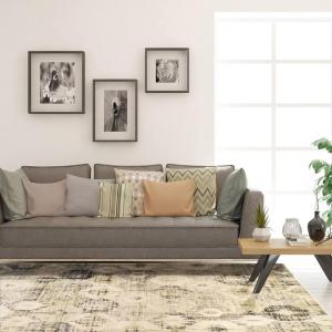 Superior Indoor Large Area Rug, Jute Backing, Rustic Modern Farmhouse Floor Decor For Entryway, Hallway, Kitchen, Office, Bedroom, Living/ Dining Room, Nursery, Arabella Collection, 8′ x 10′, Beige(Beige)