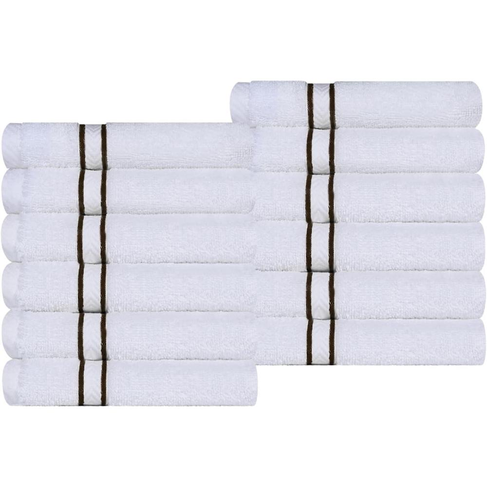 imageSuperior Hotel Turkish Cotton 2 Piece Bath Towel Set Ultra Plush Spa Quality Heavyweight Essentials for Bathroom Thick Absorbent and Soft Dobby Border Includes 2 Large Bath Towels ToastChocolate
