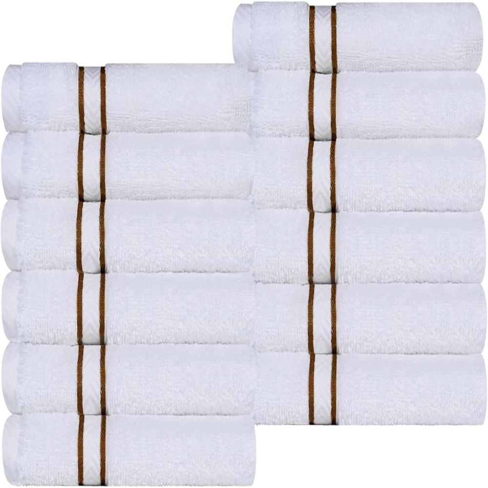 imageSuperior Hotel Turkish Cotton 2 Piece Bath Towel Set Ultra Plush Spa Quality Heavyweight Essentials for Bathroom Thick Absorbent and Soft Dobby Border Includes 2 Large Bath Towels ToastToast