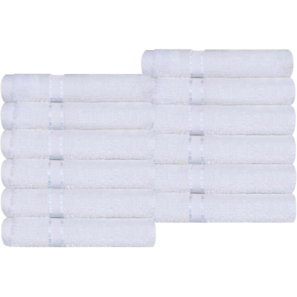 imageSuperior Hotel Turkish Cotton 2 Piece Bath Towel Set Ultra Plush Spa Quality Heavyweight Essentials for Bathroom Thick Absorbent and Soft Dobby Border Includes 2 Large Bath Towels ToastWhite