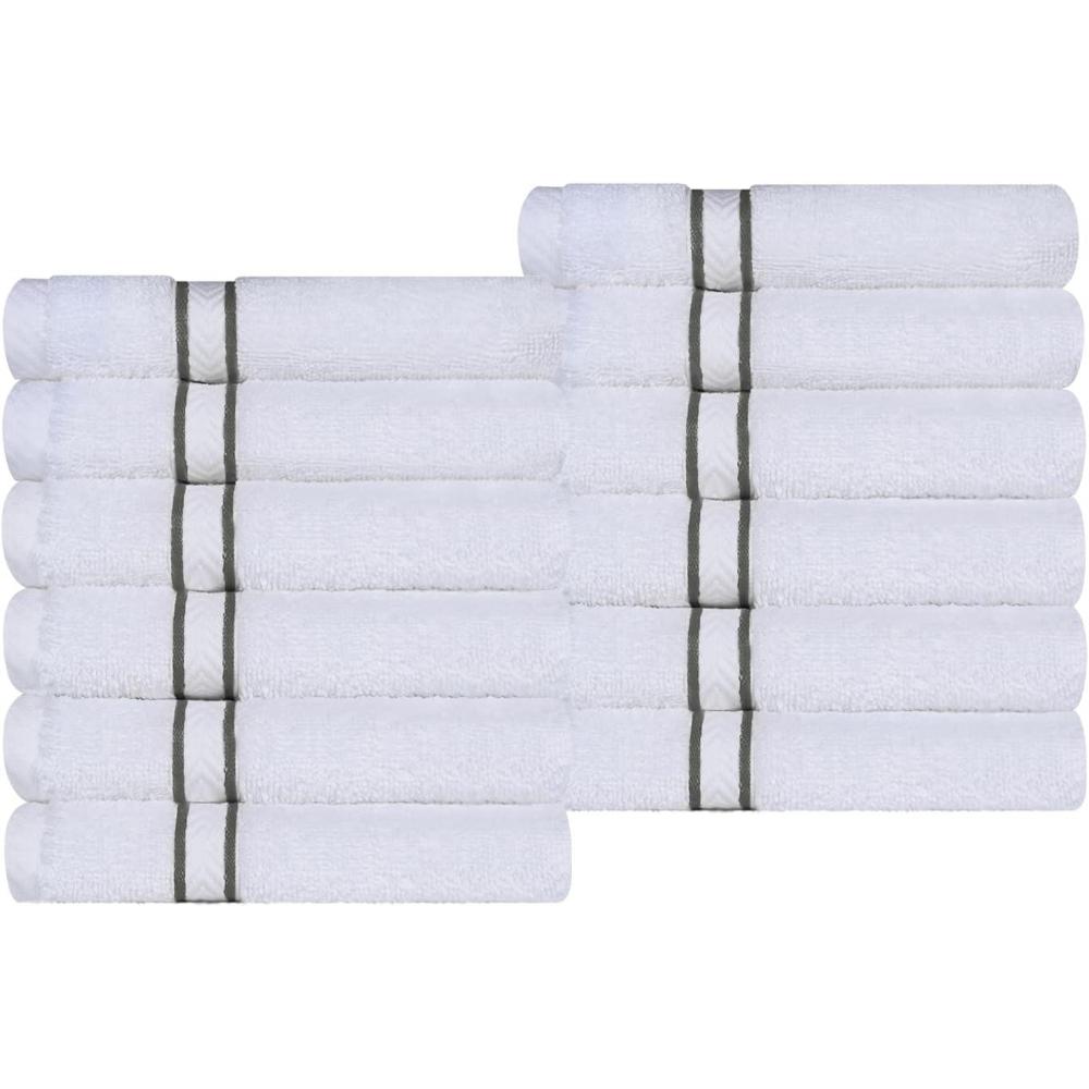 imageSuperior Hotel Turkish Cotton 2 Piece Bath Towel Set Ultra Plush Spa Quality Heavyweight Essentials for Bathroom Thick Absorbent and Soft Dobby Border Includes 2 Large Bath Towels ToastCharcoal