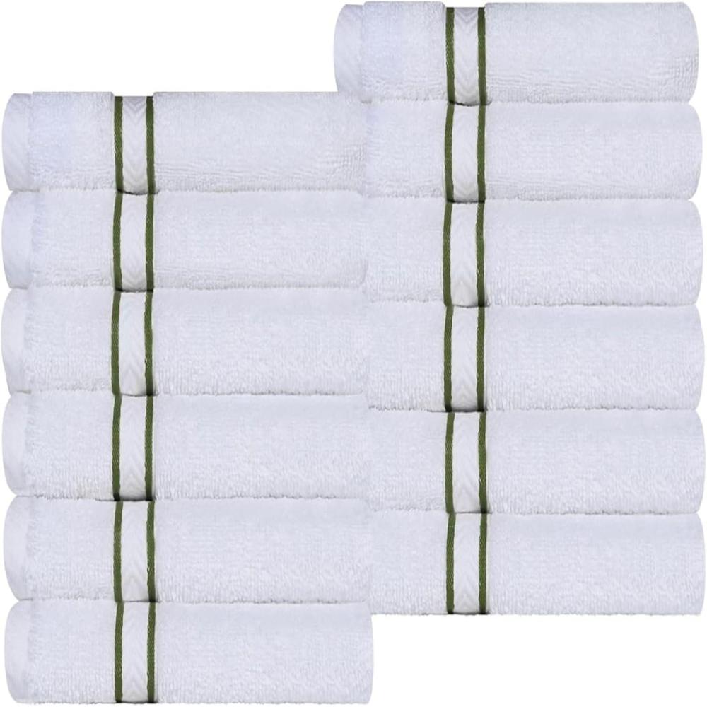 imageSuperior Hotel Turkish Cotton 2 Piece Bath Towel Set Ultra Plush Spa Quality Heavyweight Essentials for Bathroom Thick Absorbent and Soft Dobby Border Includes 2 Large Bath Towels ToastForest Green