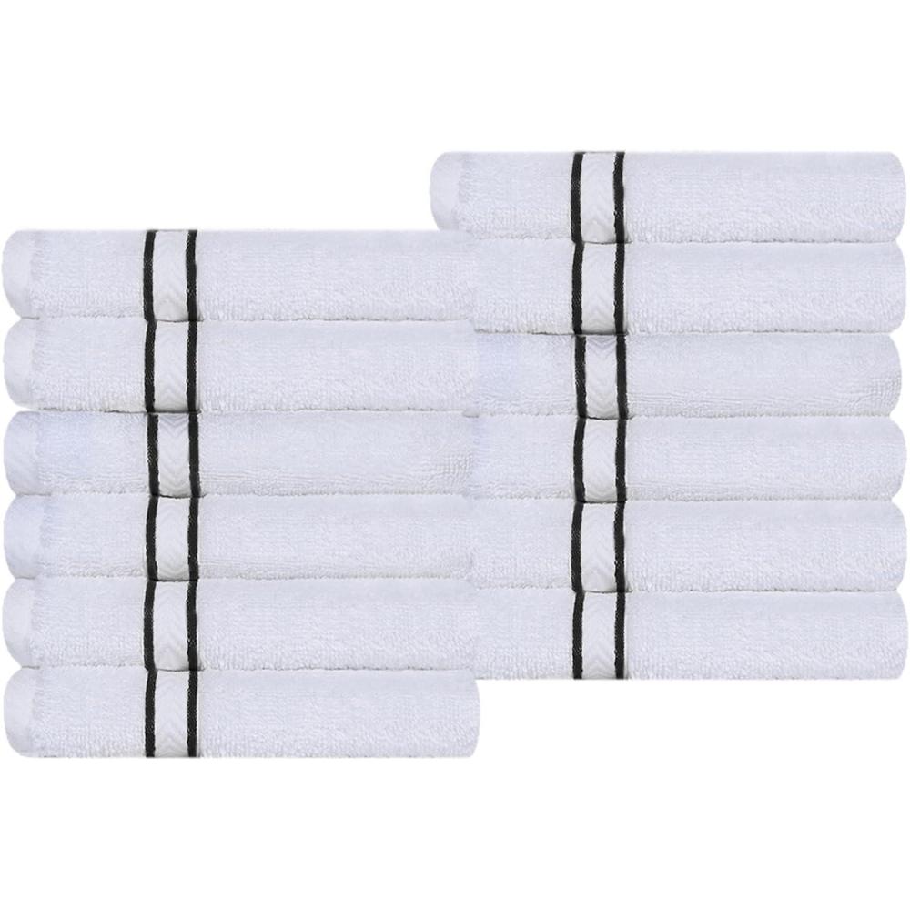 imageSuperior Hotel Turkish Cotton 2 Piece Bath Towel Set Ultra Plush Spa Quality Heavyweight Essentials for Bathroom Thick Absorbent and Soft Dobby Border Includes 2 Large Bath Towels ToastBlack