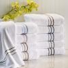 Superior Hotel Turkish Cotton 2 Piece Bath Towel Set, Ultra Plush Spa Quality Heavyweight Essentials for Bathroom, Thick Absorbent and Soft, Dobby Border, Includes 2 Large Bath Towels, Toast(Light Blue)