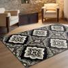 Superior Crawford Collection Area Rug, 8mm Pile Height with Jute Backing, Gorgeous Mediterranean Tile Pattern, Fashionable and Affordable Woven Rugs – 8′ x 10′ Rug, Black(Black)