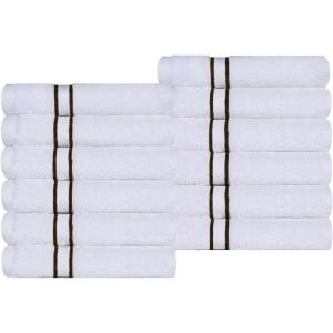 Superior Hotel Turkish Cotton 2 Piece Bath Towel Set, Ultra Plush Spa Quality Heavyweight Essentials for Bathroom, Thick Absorbent and Soft, Dobby Border, Includes 2 Large Bath Towels, Toast(Chocolate)