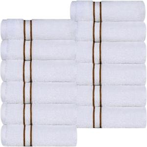Superior Hotel Turkish Cotton 2 Piece Bath Towel Set, Ultra Plush Spa Quality Heavyweight Essentials for Bathroom, Thick Absorbent and Soft, Dobby Border, Includes 2 Large Bath Towels, Toast(Toast)