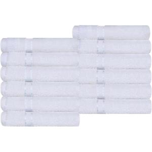 Superior Hotel Turkish Cotton 2 Piece Bath Towel Set, Ultra Plush Spa Quality Heavyweight Essentials for Bathroom, Thick Absorbent and Soft, Dobby Border, Includes 2 Large Bath Towels, Toast(White)