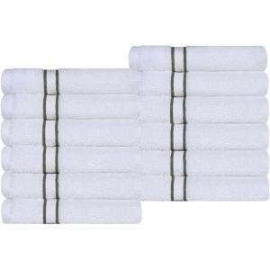 Superior Hotel Turkish Cotton 2 Piece Bath Towel Set, Ultra Plush Spa Quality Heavyweight Essentials for Bathroom, Thick Absorbent and Soft, Dobby Border, Includes 2 Large Bath Towels, Toast(Charcoal)