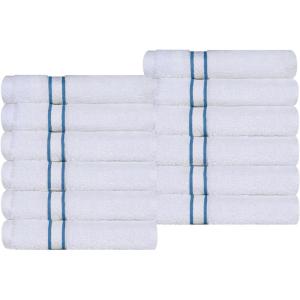 Superior Hotel Turkish Cotton 2 Piece Bath Towel Set, Ultra Plush Spa Quality Heavyweight Essentials for Bathroom, Thick Absorbent and Soft, Dobby Border, Includes 2 Large Bath Towels, Toast(Light Blue)